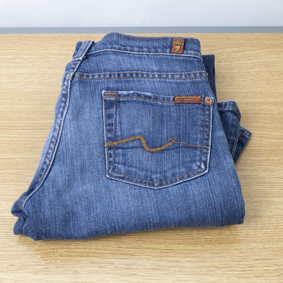 7 For All Mankind Denim - 7 For All Mankind Bootcut 26 X 32 Women's Denim Jeans Medium Wash Zip Fly USA